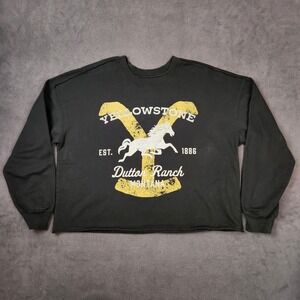 Yellowstone Dutton Ranch‎ Cropped Sweatshirt Womens Large Black Long Sleeve